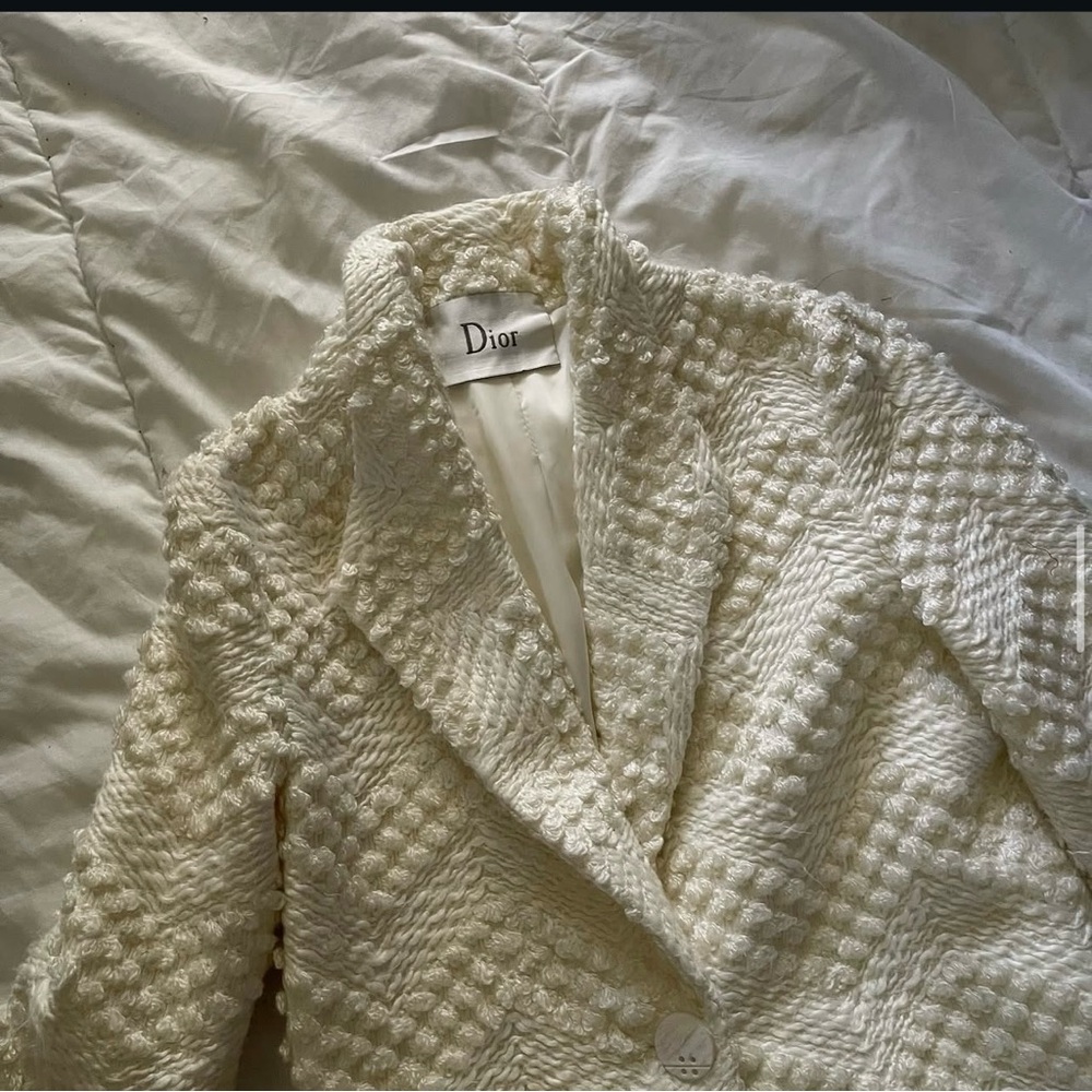 Dior Cream Textured Blazer with Lapel Collar - Picture 1 of 3